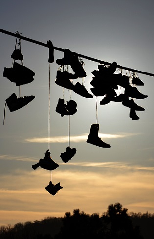 Shoes Hanging from Wire